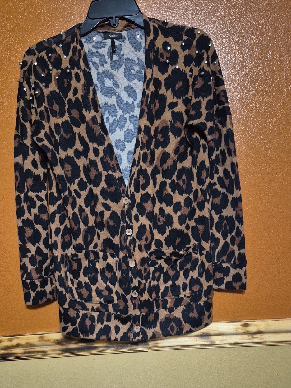 Nollie Brown and Black Leopard-Print Button Cardigan